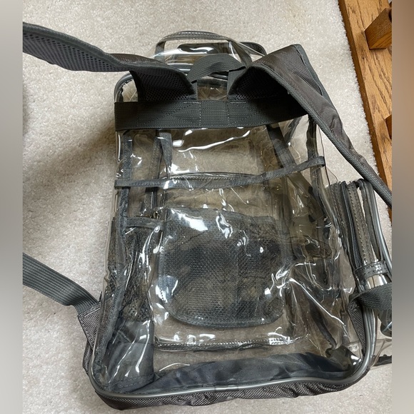 Clear See through Backpack with Gray Padded Shoulder Straps - Picture 4 of 5